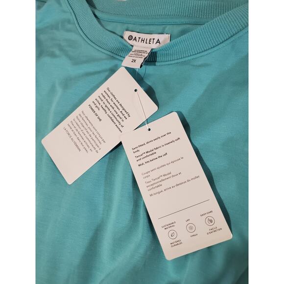 Athleta NWT Santorini Cinch Dress Womens Plus Size 2X Gulf Green Athleisure Soft - Picture 10 of 15